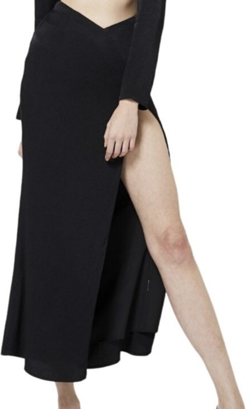 Atoir the Tilly Maxi Skirt Silky Satin V Waist High Side Slit Black 10 M NWT